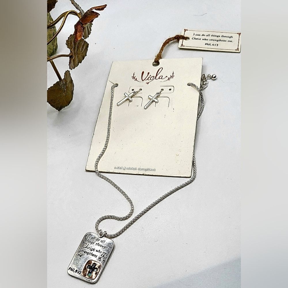 "5/$40" Viola Inspirational Necklace and Earrings Set